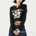 Fashion Vintage Alphabet Plant Floral Short Top